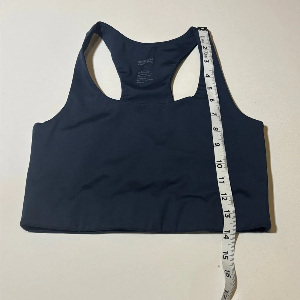 Girlfriend Collective Navy Racerback Sports Bra Size small